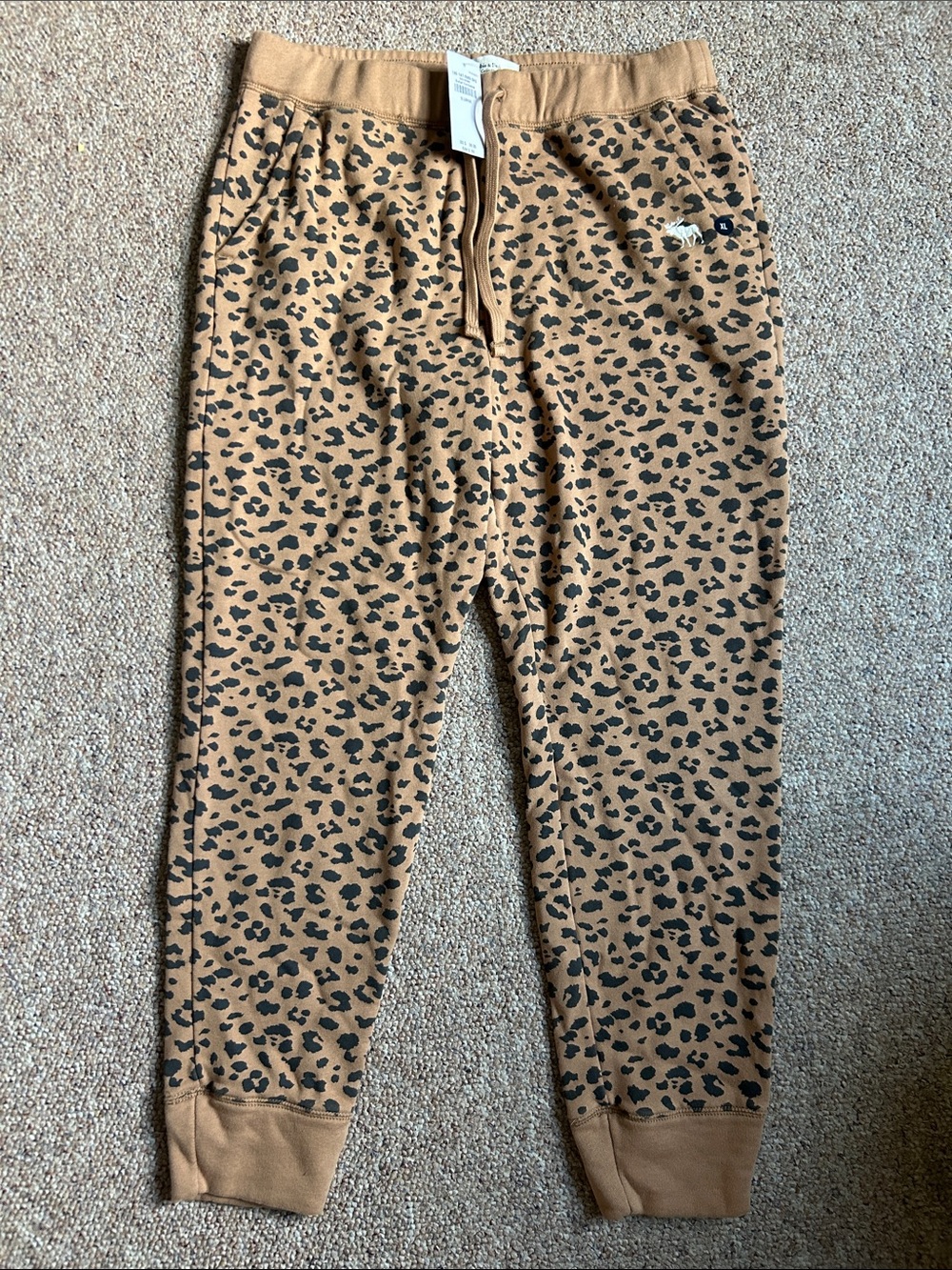 Abercrombie & Fitch Brown & Black Leopard Drawstring Joggers
